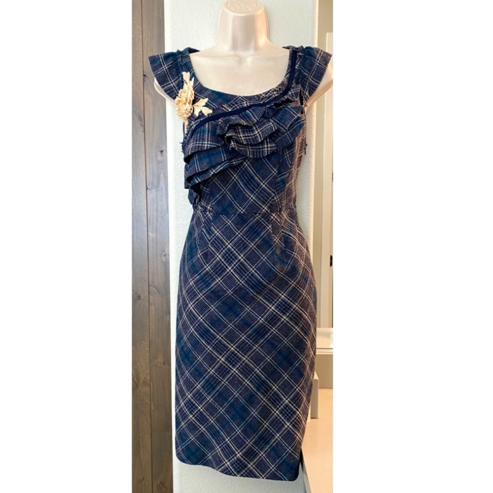 Vintage Anthropologie Floreat wool, lined dress in mint condition. Sz 0